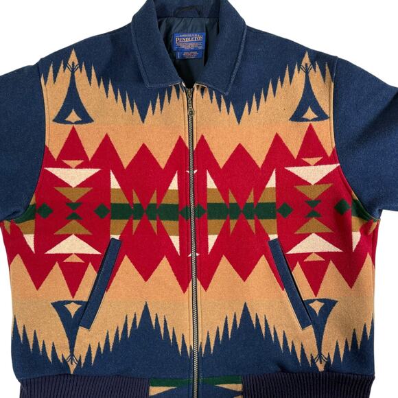 Pendleton High Grade Western Wear Mens 2XL Blue Southwest Zip Up Wool Jacket - Picture 7 of 15